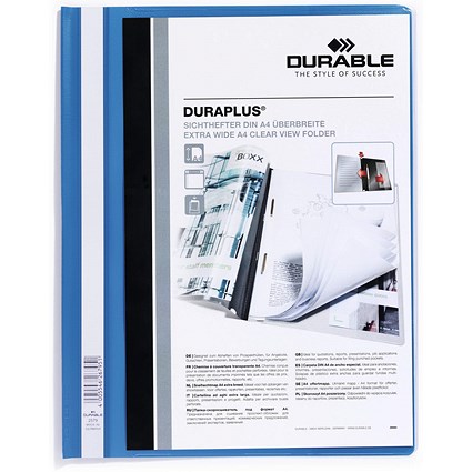 Durable DuraPlus A4+ Project Folder Document Report File, Blue, Pack of 25