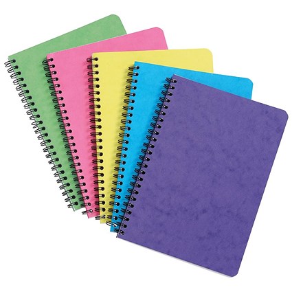 Pukka Pad Brights Pressboard Wirebound Pad, A5, Feint Ruled, 120 Pages, Assorted, Pack of 10