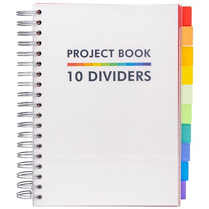 Pukka Pad Project Book with 10 Dividers, B5, Ruled, 400 Pages, White