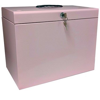 ValueX Cathedral Metal Suspension File Box A4 Pastel Pink -