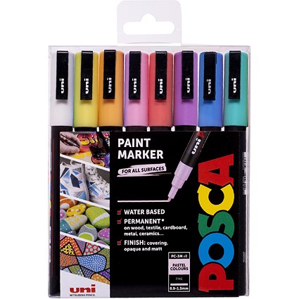 Posca PC-3M Paint Marker Assorted Pastel Colours (Pack 8) -