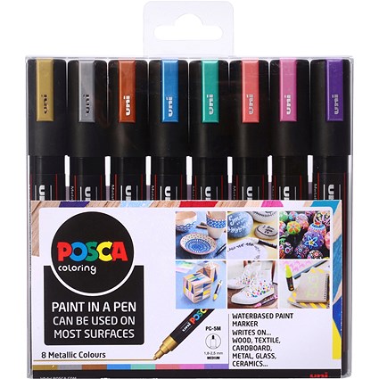 Posca PC-5M Paint Marker Assorted Metallic Colours (Pack 8) -