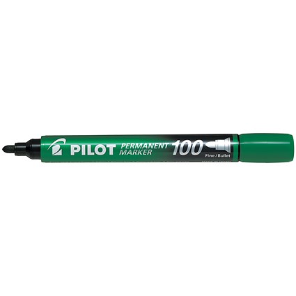 Pilot 100 Permanent Marker Bullet Tip Fine 1.0mm Line Green (Pack 12) -