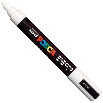 Posca PC-5M Paint Marker Water Based Medium Line Width 1.8 mm - 2.5 mm White (Single Pen) -