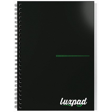 Silvine Luxpad Recycled Twin Wire Hardback Notebook, A5, Ruled, 140 Recycled Pages, Black, Pack of 5