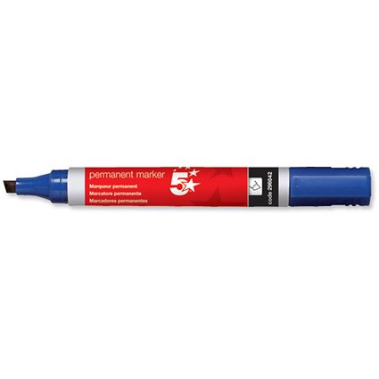 5 Star Permanent Marker Xylene/Toluene-free Smearproof Chisel Tip 1-4mm Line Blue [Pack 12]