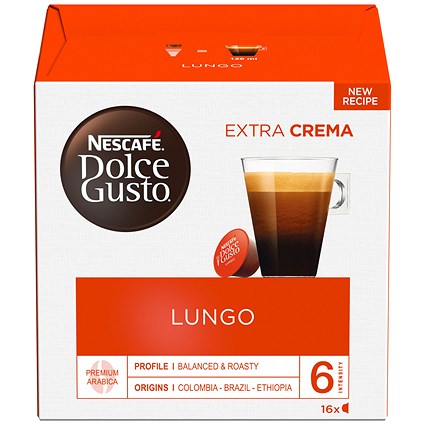 Nescafe Dolce Gusto Lungo Coffee Capsules, 16 Capsules, Pack of 3