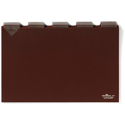 Durable 5 Part Tab Guide Cards Index Dividers, Landscape, A4, Brown