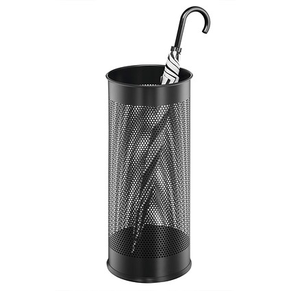 Durable Modern Perforated Metal Umbrella Stand, 29 Litre Black