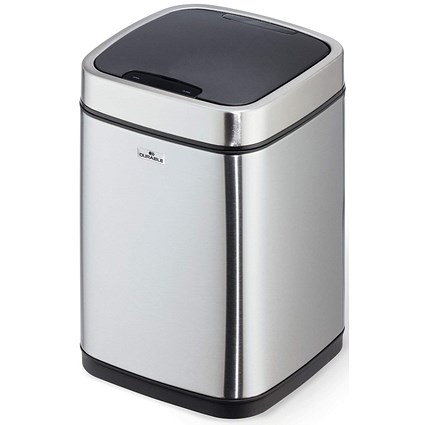 Durable Sensor No Touch Square Waste Bin, 6 Litre, Stainless Steel