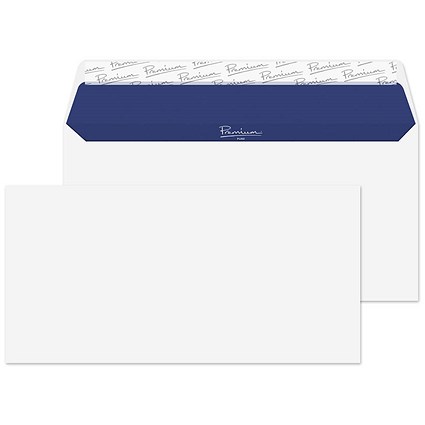 Blake Pure Premium Envelopes DL Super White Wove Wallet Plain Peel and Seal 120gsm 110x220mm (Pack 50) -