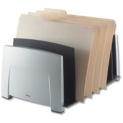 Fellowes Office Suite Document File Sorter includes 7 Sorter Slots Black and Grey