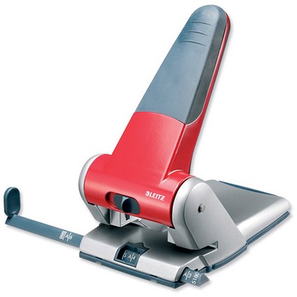 Leitz 5180 Punch 2-Hole Heavy-duty Long-handled Capacity 65x 80gsm Red and Grey