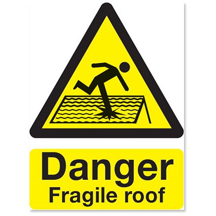 Warning Fragile Roof Sign Polypropylene W400xH300mm