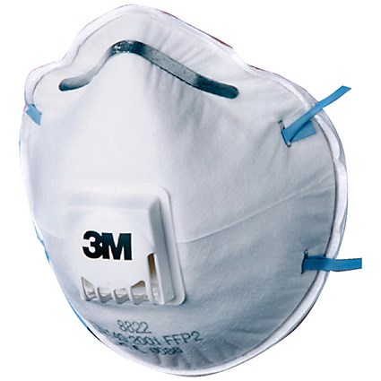 3M 8822 FFP2 Valved Mask, White, Pack of 10