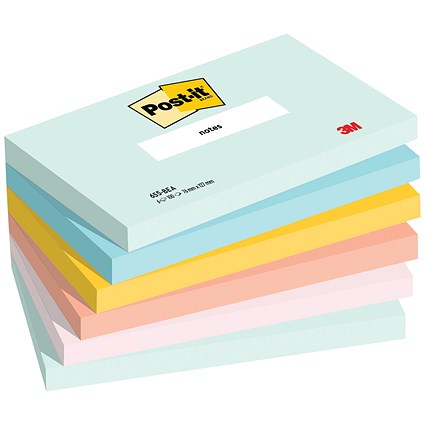 Rectangle Sticky Notes / Pastel Post It Notes / Memo Pads of 100 Pages Each  (127x76mm) / Great for Studying, Reminders & To Do Lists