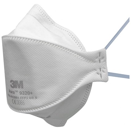 3M Aura 9320+ FFP2 Fold-Flat Mask, White, Pack of 20