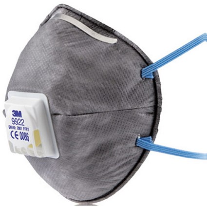 3M 9922 FFP2V Valved Mask, Grey, Pack of 10