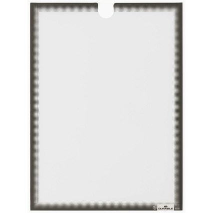 Durable Self Adhesive Easy-Insertion Info Pocket Signage, A4, Grey, Pack of 5