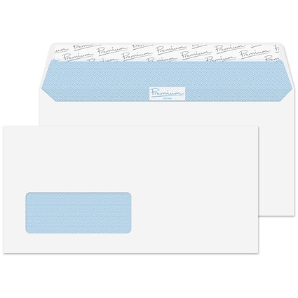 Blake Premium Office Envelopes DL Ultra White Wove Wallet Window Peel and Seal 120gsm 110x220mm (Pack 500)