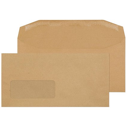 ValueX Everyday Envelopes DL Manilla Window Gummed Mailer 80gsm 110x220mm (Pack 1000) -