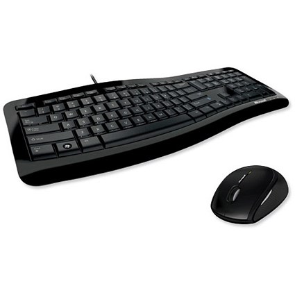 Microsoft 3000 Business Comfort Curve Desktop Ergonomic Keyboard and Optical Mouse USB