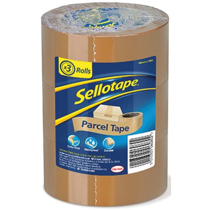 Sellotape Parcel Tape Buff 48mm x 50m (Pack 3) - 2862929