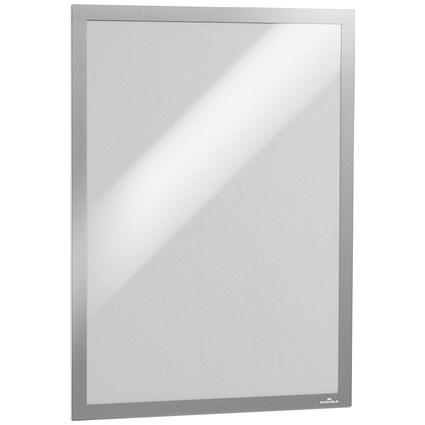 Durable Duraframe Self Adhesive Magnetic Signage Frame, A3, Silver