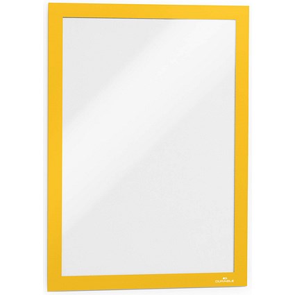 Durable Duraframe Self Adhesive Magnetic Signage Frame, A4, Yellow, Pack of 2