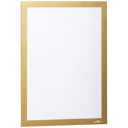 Durable Duraframe Self Adhesive Magnetic Signage Frame, A4, Gold, Pack of 2