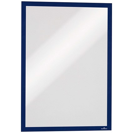 Durable Duraframe Self Adhesive Magnetic Signage Frame, A3, Blue, Pack of 2