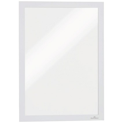 Durable Duraframe Self Adhesive Magnetic Signage Frame, A4, White, Pack of 10