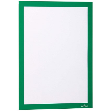 Durable Duraframe Self Adhesive Magnetic Signage Frame, A4, Green, Pack of 10