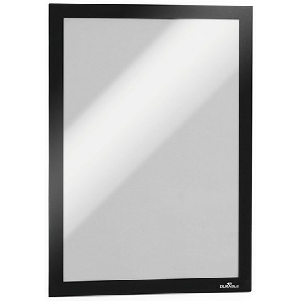 Durable Duraframe Self Adhesive Magnetic Signage Frame, A4, Black