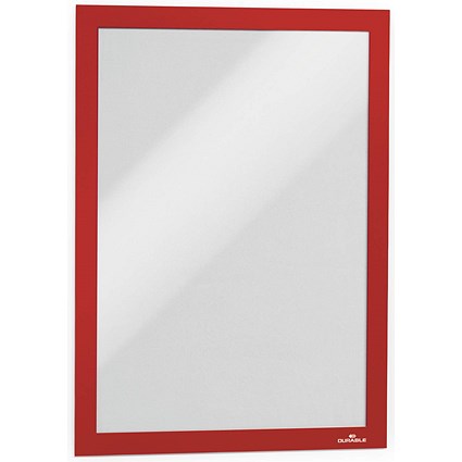 Durable Duraframe Self Adhesive Magnetic Signage Frame, A4, Red