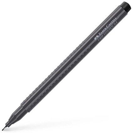 Faber-Castell Fibre-Tip Grip Fineliner Pen, 56% Recycled Plastic, 0.4mm Tip, Black, Pack of 10