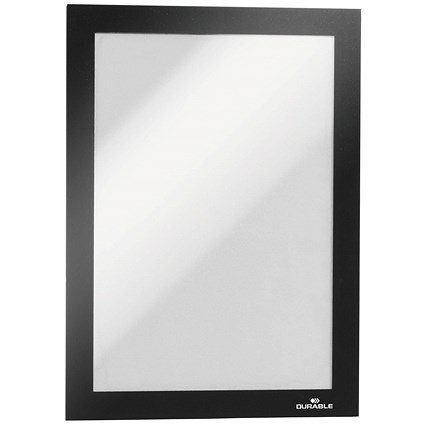 Durable Duraframe Magnetic Document Signage Frame for Metal, A5, Black, Pack of 5