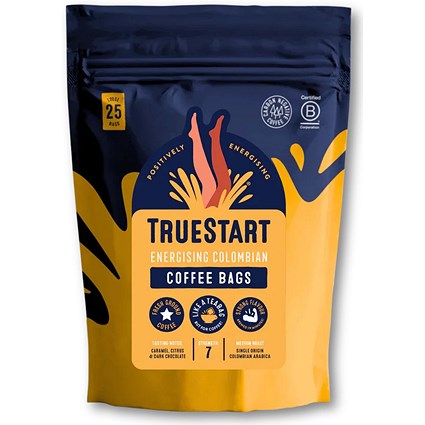 TrueStart Energising Colombian Loose Coffee Bags, Pack of 25