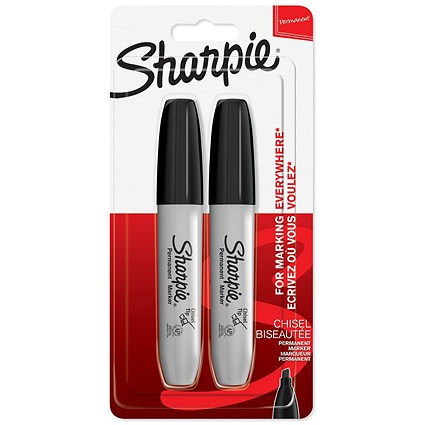 Sharpie Permanent Marker Chisel Tip Black (Pack 2) -