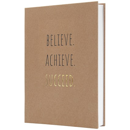 Sigel Jolie Believe Achieve Succeed Notebook, A5, Ruled, 192 Pages, Kraft