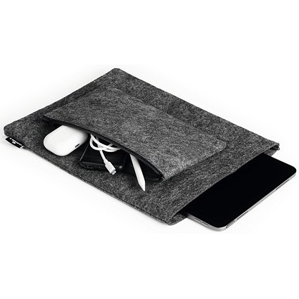 Durable Effect Recycled Felt Laptop Bag Case, For up to 13 Inch Laptops, Charcoal