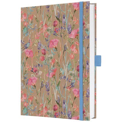 Sigel Jolie Floral Notebook, A5, Ruled, 192 Pages, Kraft