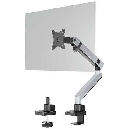 Durable Select Plus Deskclamped Single Monitor Arm, Adjustable Height and Tilt, Silver