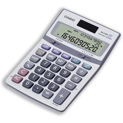 Casio Calculator Desktop 3 Line Display Tax Cost-sell Margin 103x155x30mm Silver Ref MS310