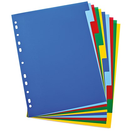 Elba Plastic Subject Dividers, 10 Part, A4, Multicoloured | Paperstone