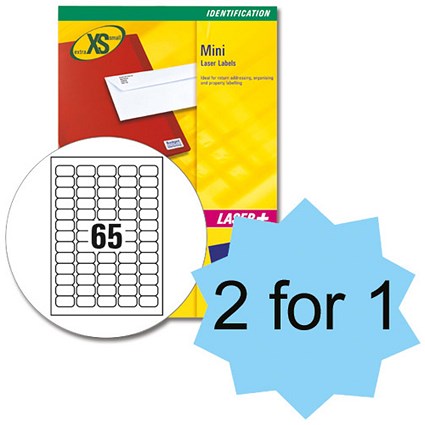 Avery Mini Labels Laser 65 per Sheet White - - 6500 Labels - Buy 1 Get 1 FREE