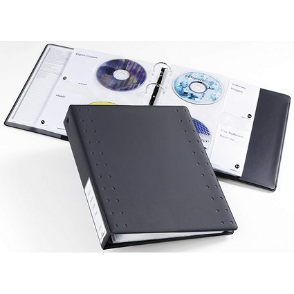 Durable CD/DVD Index Ring Binder for 40 Disks & Labels, A4, Dark Grey