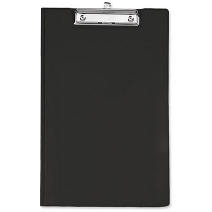 Clipboard Fold Over with Pocket and Pen Holder Foolscap Black