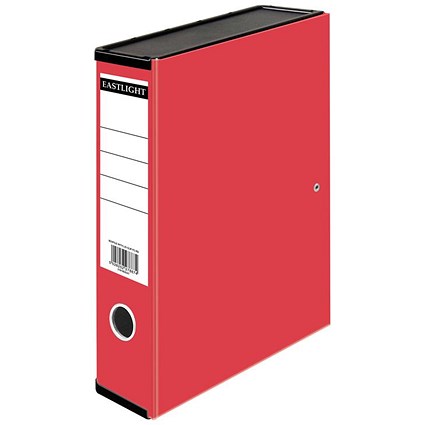 ValueX Box File Paper on Board Foolscap 65mm Capacity 80mm Spine Width Clip Closure Red (Pack 10) -