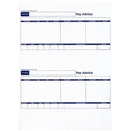 Custom Forms Sage (SE95) Compatible 1-Part Laser Pay Advice Forms, 500 Sheets/1000 Forms